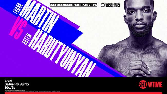 Fight poster showing Frank Martin and Artem Harutyunyan in various poses.