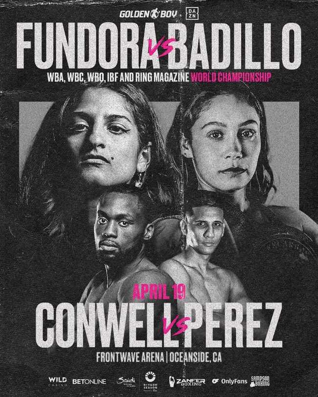 Fight poster showing Gabrielle Fundora and Marilyn Badillo Amaya in various poses.