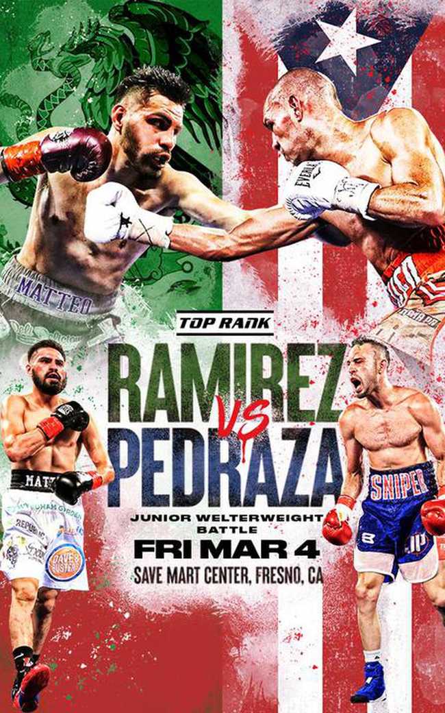 Fight poster showing Jose Ramirez and Jose Pedraza in various poses.