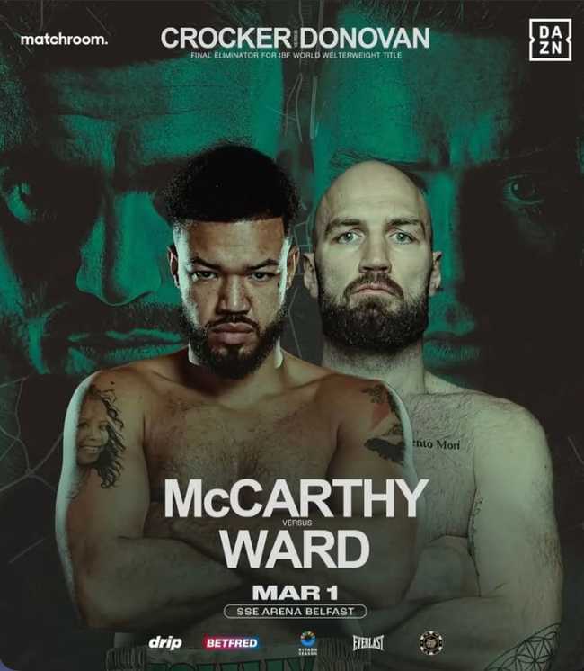 Fight poster showing Thomas McCarthy and Steven Ward in various poses.