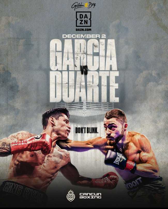 Fight poster showing Ryan Garcia and Oscar Duarte in various poses.