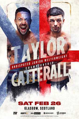 Fight poster showing Josh Taylor and Jack Catterall in various poses.