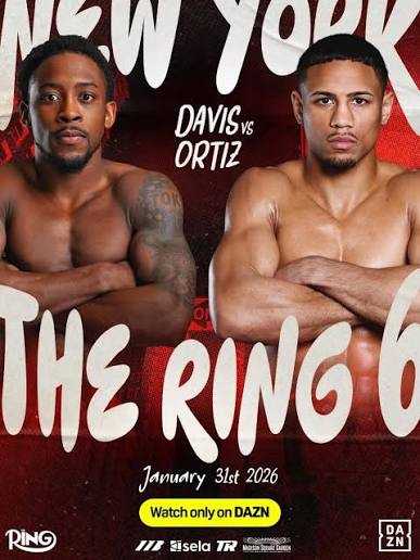 Fight poster showing Keyshawn Davis and Jamaine Ortiz in various poses.