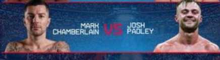Fight poster showing Mark Chamberlain and Josh Padley in various poses.