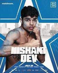 Fight poster showing Nishant Dev and LaQuan Evans in various poses.