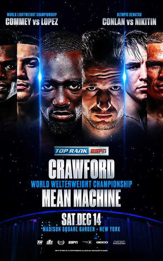 Fight poster showing Terence Crawford and Egidijus Kavaliauskas in various poses.