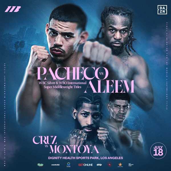Fight poster showing Diego Pacheco and Immanuwel Aleem in various poses.