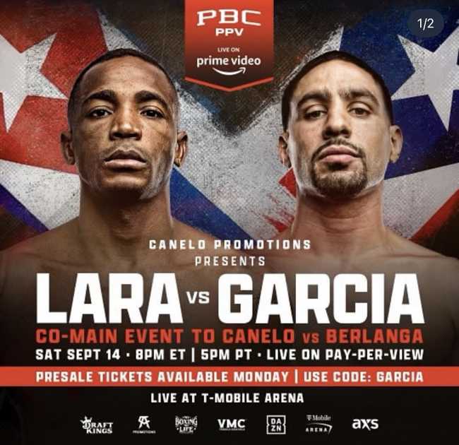 Fight poster showing Erislandy Lara and Danny Garcia in various poses.