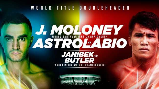 Fight poster showing Jason Moloney and Vincent Astrolabio in various poses.