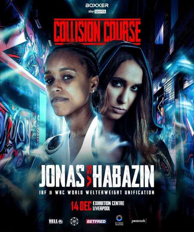 Fight poster showing Natasha Jonas and Ivana Habazin in various poses.