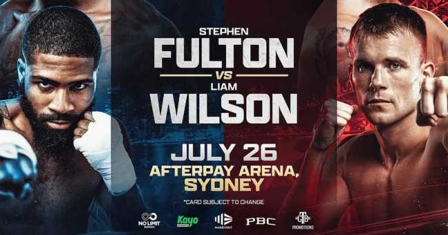 Fight poster showing Stephen Fulton and Liam Wilson in various poses.