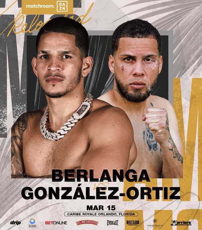 Fight poster showing Edgar Berlanga and Jonathan Gonzalez-Ortiz in various poses.