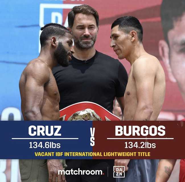 Fight poster showing Andy Cruz and Juan Carlos Burgos in various poses.