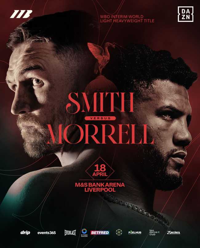 Fight poster showing Callum Smith and David Morrell in various poses.