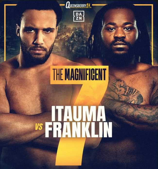 Fight poster showing Moses Itauma and Jermaine Franklin in various poses.