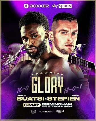 Fight poster showing Joshua Buatsi and Pawel Stepien in various poses.
