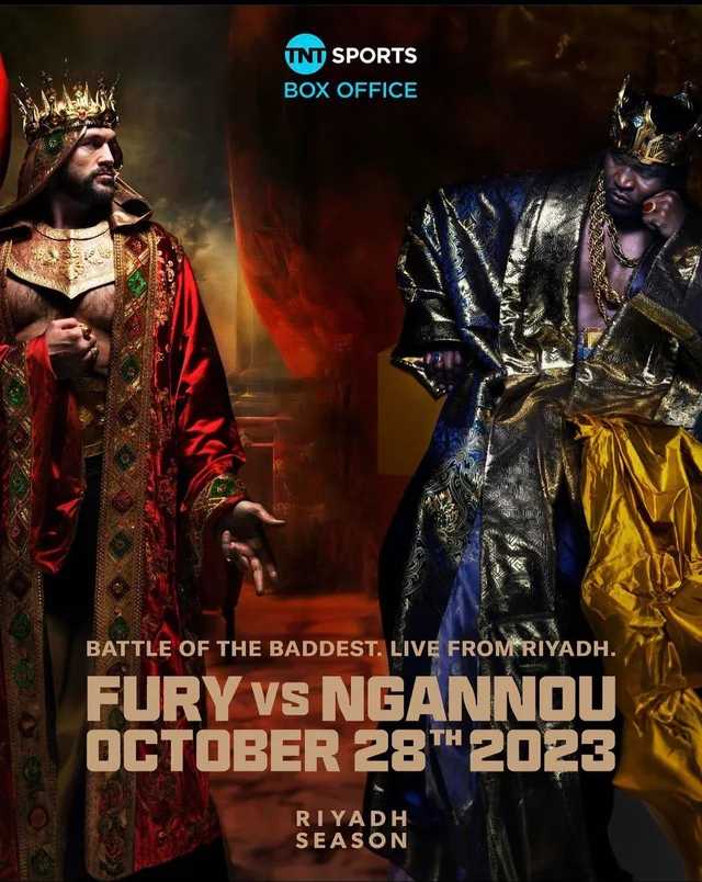 Fight poster showing Tyson Fury and Francis Ngannou in various poses.