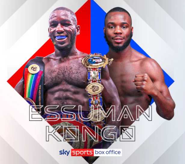 Fight poster showing Ekow Essuman and Chris Kongo in various poses.