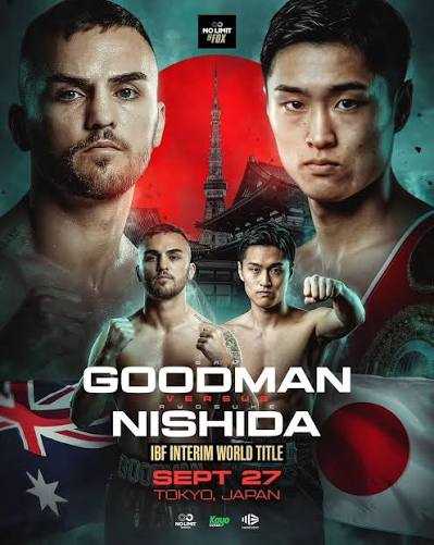 Fight poster showing Sam Goodman and Ryosuke Nishida in various poses.