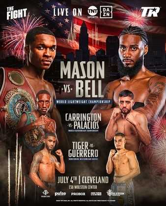Fight poster showing Abdullah Mason and Albert Bell in various poses.