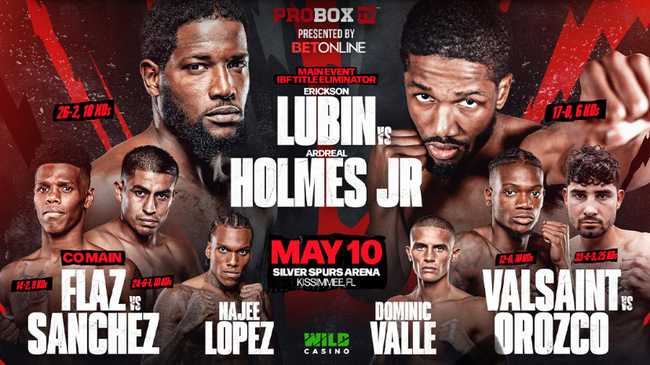 Fight poster showing Erickson Lubin and Andreal Holmes Jr in various poses.