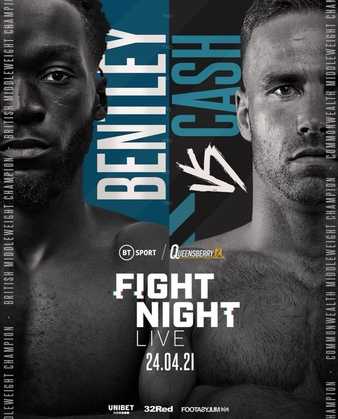 Fight poster showing Denzel Bentley and Felix Cash in various poses.