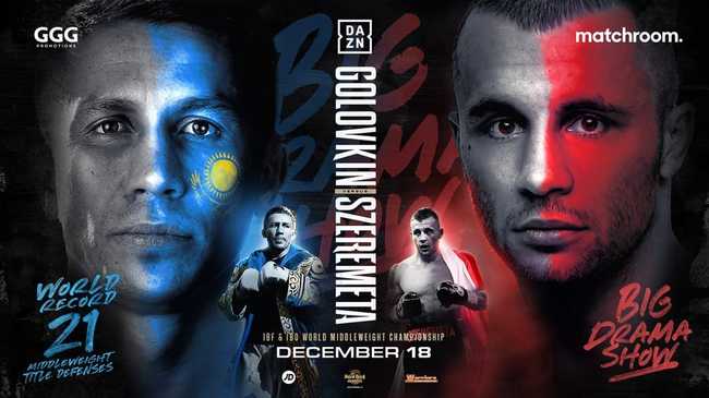 Fight poster showing Gennady Golovkin and Kamil Szeremeta in various poses.