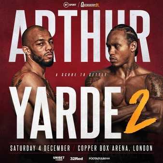 Fight poster showing Lyndon Arthur and Anthony Yarde in various poses.