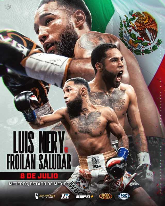 Fight poster showing Luis Nery and Froilan Saludar in various poses.
