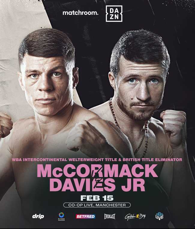 Fight poster showing Patrick McCormack and Robbie Davies Jr in various poses.