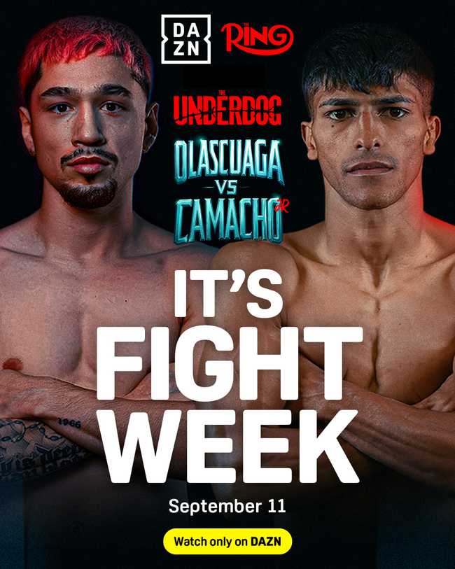 Fight poster showing Anthony Olascuaga and Juan Carlos Camacho-Rivera in various poses.
