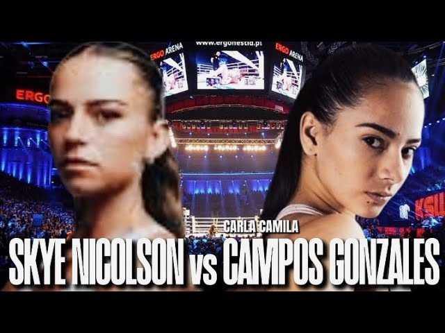 Fight poster showing Skye Nicolson and Carla Camila Campos Gonzales in various poses.