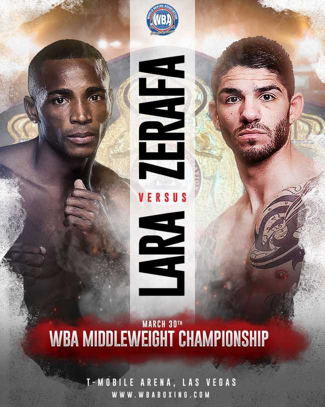 Fight poster showing Erislandy Lara and Michael Zerafa in various poses.
