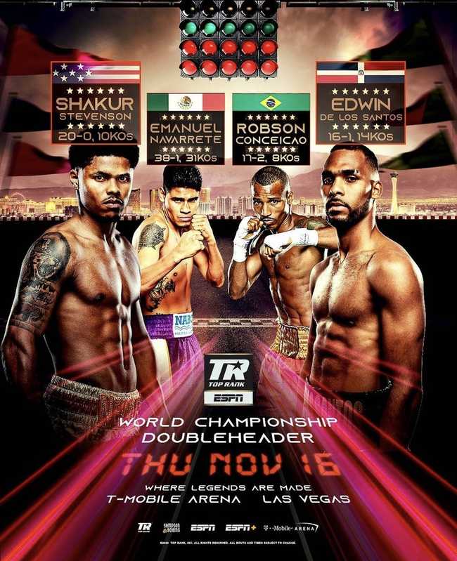 Fight poster showing Emanuel Navarrete and Robson Conceiçáo in various poses.