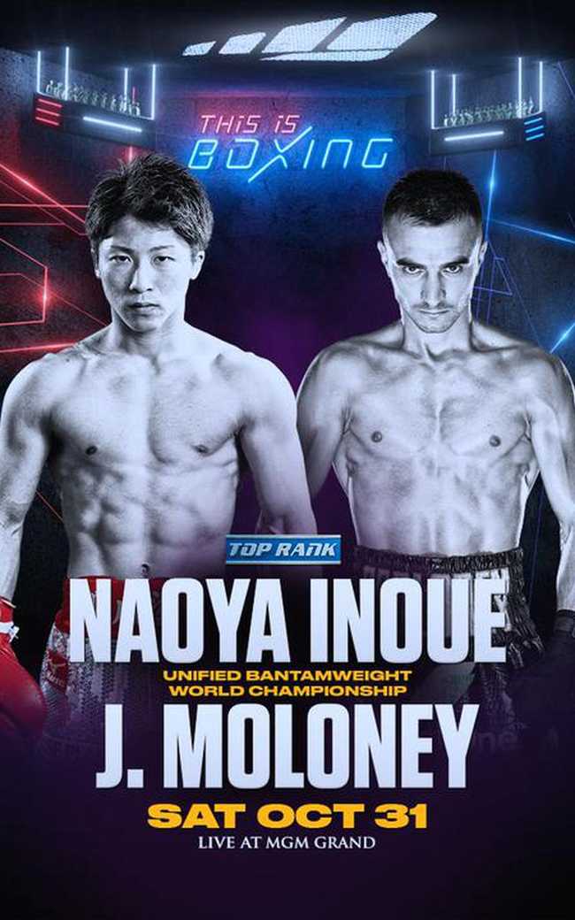 Fight poster showing Naoya Inoue and Jason Moloney in various poses.