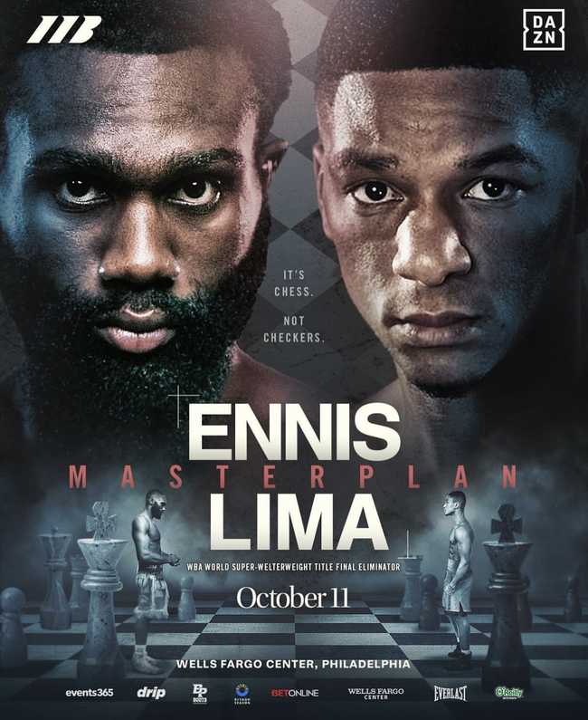 Fight poster showing Jaron Ennis and Uisma Lima in various poses.