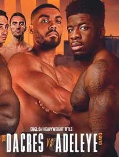 Fight poster showing Solomon Dacres and David Adeleye in various poses.