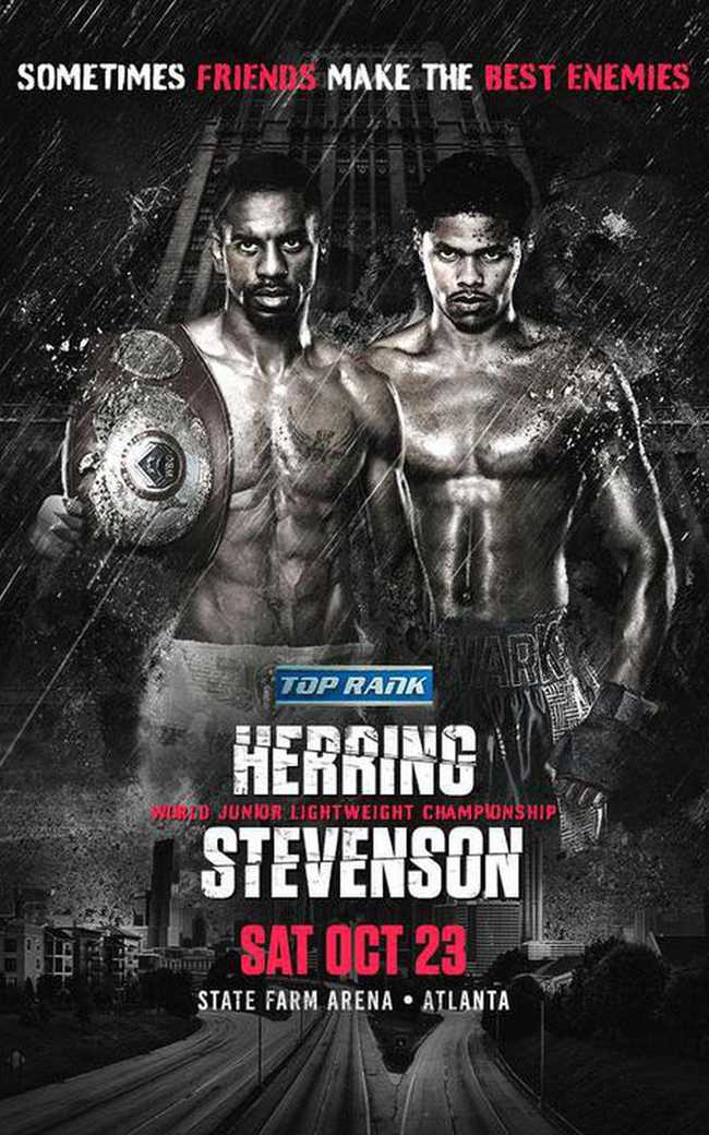 Fight poster showing Jamel Herring and Shakur Stevenson in various poses.