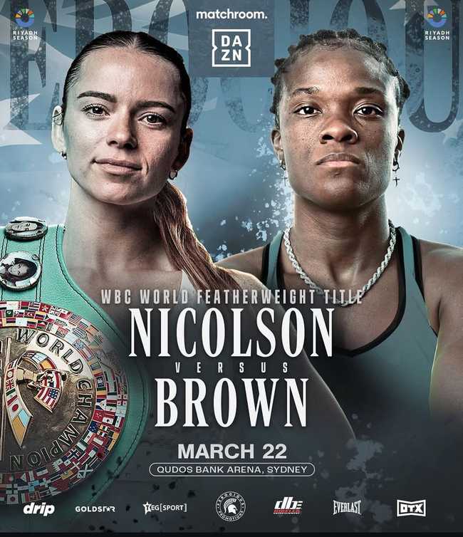 Fight poster showing Skye Nicolson and Tiara Brown in various poses.