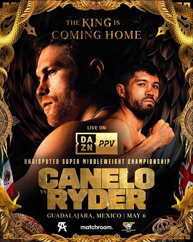 Fight poster showing Saul Alvarez and John Ryder in various poses.