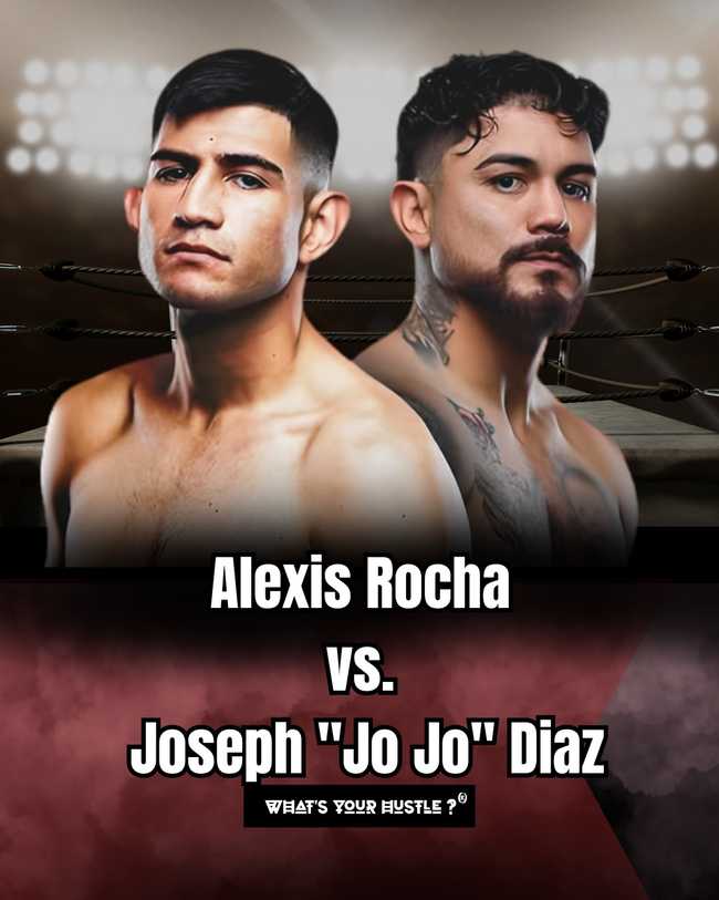 Fight poster showing Alexis Rocha and Joseph Diaz in various poses.