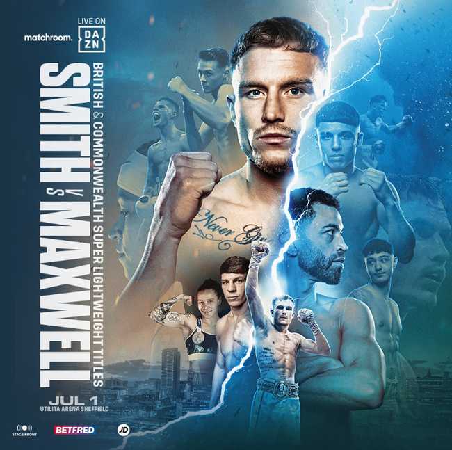 Fight poster showing Dalton Smith and Sam Maxwell in various poses.