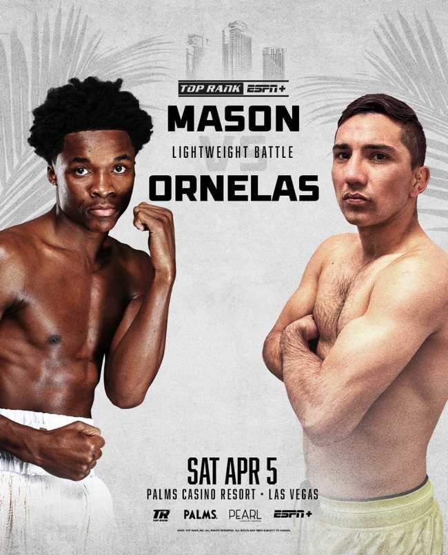 Fight poster showing Abdullah Mason and Carlos Ornelas in various poses.
