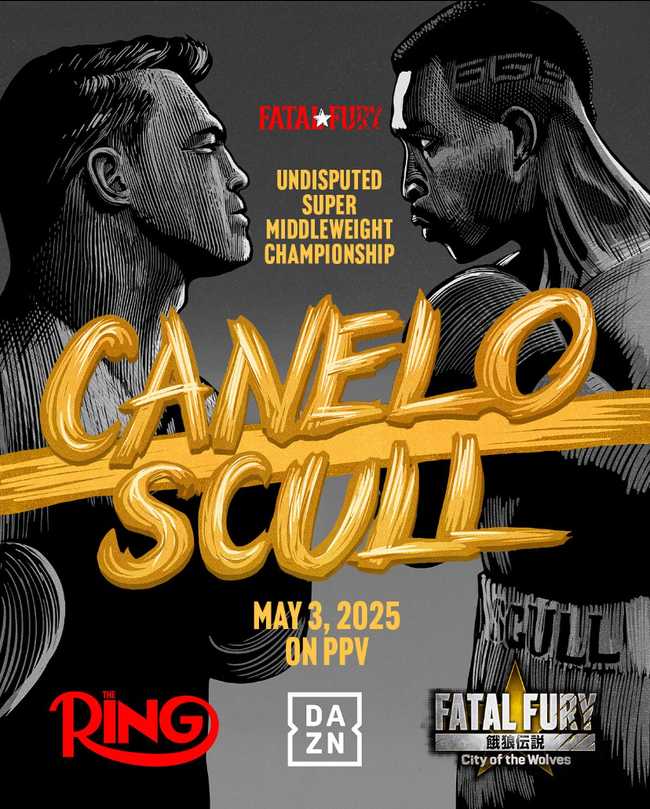 Fight poster showing Saul Alvarez and William Scull in various poses.