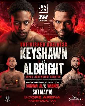 Fight poster showing Keyshawn Davis and Nahir Albright in various poses.