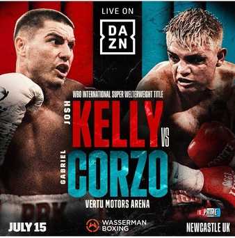 Fight poster showing Josh Kelly and Gabriel Corzo in various poses.