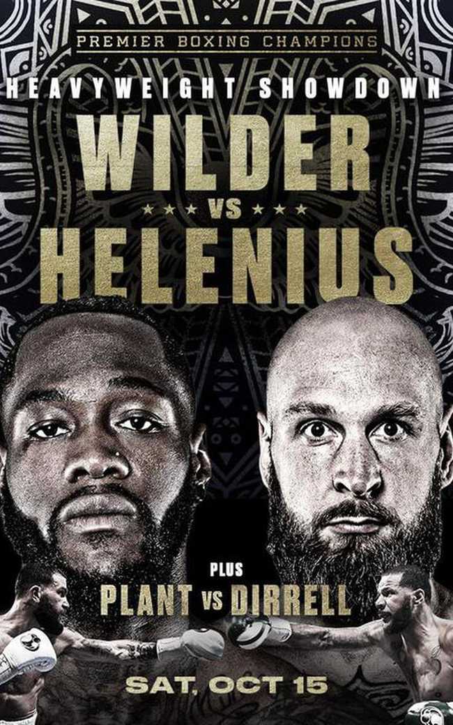 Fight poster showing Deontay Wilder and Robert Helenius in various poses.