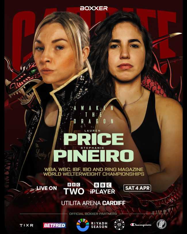 Fight poster showing Lauren Price and Stephanie Aquino in various poses.