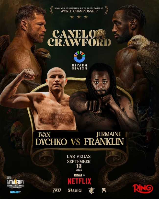 Fight poster showing Ivan Dychko and Jermaine Franklin in various poses.