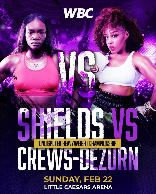 Fight poster showing Claressa Shields and Franchon Crews-Dezurn in various poses.